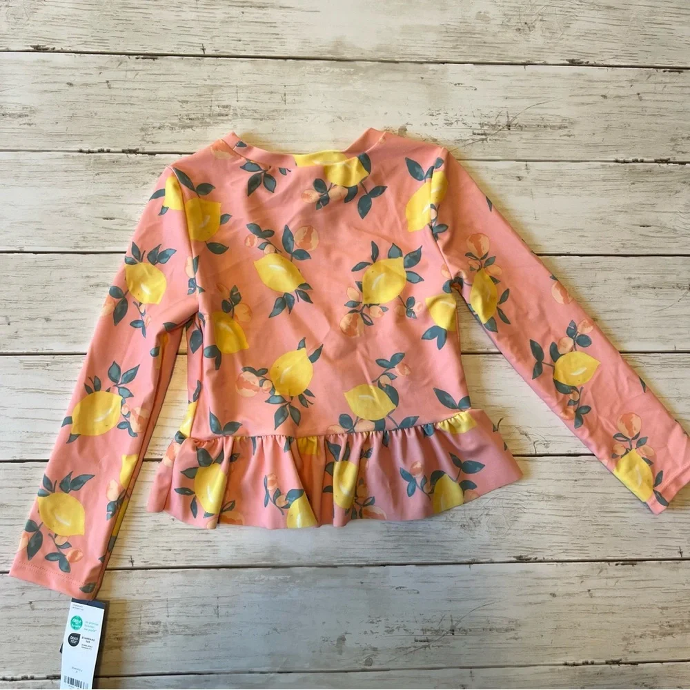 OshKosh B'gosh Coral Pink Long Sleeve Lemon Ruffle Top